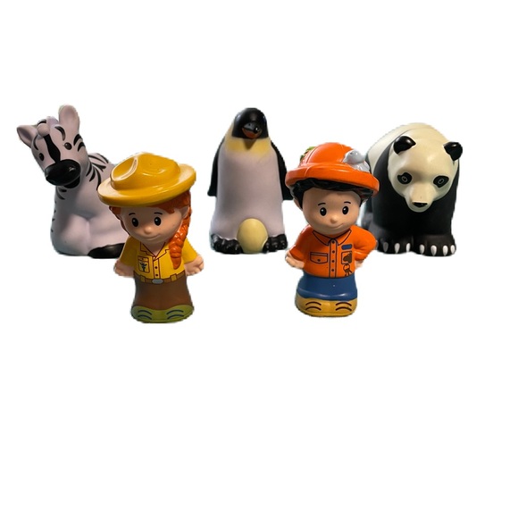 Fisher Price Little People Zoo Girl & Boy Zookeeper Panda Zebra Penguin - Picture 1 of 5